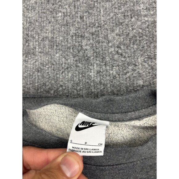 Nike Sweatshirt Mens Small Gray Crewneck Fleece Pullover Embroidered Swoosh - Picture 2 of 7